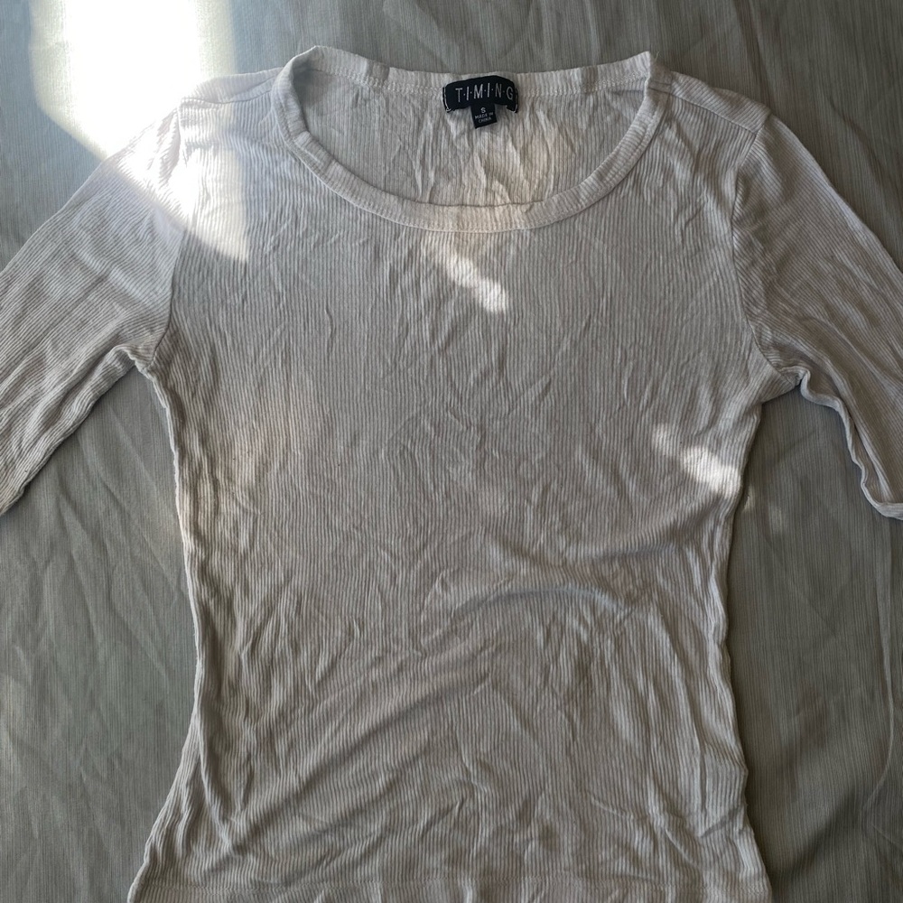 White Long Sleeve Crop (Size: small)